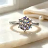 Anillo Abierto Clásico de Seis Garras con Baño de Oro de 18K, Bestseller de Transmisiones en Vivo de TikTok y Kuaishou, Anillo de Boda de Moissanita Sintética para Mujer