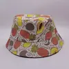 Chapéu de Pescador Casual Europeu e Americano com Estampa de Frutas para Viagem ao Ar Livre, Chapéu Bucket Moderno, Chapéu de Sol Europeu e Americano com Proteção Solar