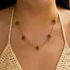 Collar con Forma de Y Estilo Resort Europeo y Americano, Acero Inoxidable Chapado en Oro de 18 Quilates, Moderna Cadena para Clavícula con Borla de Circonita y Perla