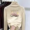 Camiseta Interior Térmica de Cuello Alto para Niña Otoño e Invierno Nueva Camiseta de Manga Larga Cálida con Volantes para Niño Top Versátil de Moda