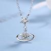 Collar cósmico de Saturno en plata de ley S925 con colgante de estrella, globo terráqueo, accesorios, joyería de asteroides y planetas para mujer