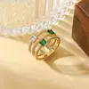 Anéis Femininos Personalizados Estilo Coreano da Moda Venda Quente Transfronteiriça Joias de Anel de Zircônio Banhado a Ouro Estilo Europeu e Americano
