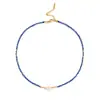 Lele Jewelry Diseño Europeo y Americano Acero Inoxidable Pez Pequeño Piedra Azul Flor Pequeña Cadena para Clavícula de Mujer Collar Personalizado de Alta Gama