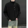 Suéter de Gola Alta com Design de Botão Irregular Masculino Estilo Coreano Marca Tendência Plagiback Bonito Preguiçoso Suéter Oversize Top