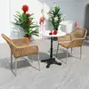Mesas e Cadeiras de Exterior, Cadeiras de Rattan de Lazer para Pátio, Varanda, Jardim, Mesas de Jantar, Conjunto Combinado Simples de Três ou Cinco Peças de Madeira Plástica e Rattan para Exterior
