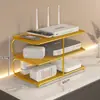 Suporte de armazenamento para roteador WiFi, decodificador de TV, controle remoto, tomada e organizador de cabos para mesa e bancada