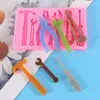 Serie de Herramientas de Ferretería Molde de Silicona Líquida Juego de Llave Inglesa y Pinzas Decoración de Pasteles de Fondant DIY Molde de Silicona