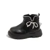 Botines de Princesa para Niña Dulces y de Moda con Lazo y Perlas, Nuevos de Otoño 2026 Zapatos Planos Casuales Suaves de Princesa