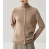 26 Outono/Inverno Novo Estilo Coreano Cor Sólida Fofo Tipo Nuvem Bainha Enrolada Cardigan Preguiçoso Tricô Duas Formas Suéter de Gola Alta