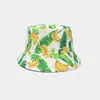 Sombrero de pescador con estampado digital de frutas de dibujos animados para hombres y mujeres, sombrero tipo cubo para proteger del sol, sombrero versátil para exteriores de protección solar de verano