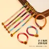 Colgante de Joyería DIY Tejido a Mano Llavero Cordón Cadena para Teléfono Decoración de Bolsa con Nudo de Diamante Aro Abierto