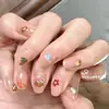 Adesivos de Unha Hello Kitty Estilo Havaiano Desenho Animado Couro Preto Concha do Mar Adesivos de Unha DIY