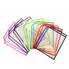 Fábrica de origen clip para orden de trabajo de taller de costura transparente de PVC bolsa para documentos de borrado en seco PET para trazar escritura magnético de borrado en seco