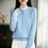Nuevo cárdigan de punto fino de lana gofrado para mujer, otoño e invierno, cuello redondo, versátil, holgado, estilo casual, top chaqueta de punto