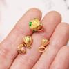 Alta Retención de Color Oro Arena Accesorios Vaina de Loto Pulsera Pequeña de Mano Colgante de Collar DIY Hecho a Mano Abalorios Cuerda Roja Trenzada Accesorios