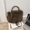 Nova bolsa de pelúcia de inverno para mulheres, moderna 2026, pequena bolsa transversal de grife com textura de alta qualidade