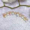 Uñas Vestibles Florales 3D en Relieve Estilo Ballet, Arte de Uñas Hecho a Mano Estilo Francés Fresco y Dulce, Juego de 10 Piezas de Uñas Postizas de Tamaños Variados
