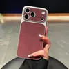Adequado para iPhone 17 Pro Max, capa de celular de couro de cordeiro galvanizado com janela grande, capa de proteção total anti-queda para Apple 16