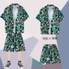 Conjunto Masculino de Camisa Havaiana e Shorts Estilo Hong Kong Verão Estilo Hong Kong Férias à Beira-Mar Praia Manga Curta Camisa Floral Conjunto de Duas Peças