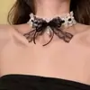 Heytao Estilo Dulce y Puro Gargantilla de Encaje con Lazo Cadena para el Cuello Collar de Gama Alta Colección de Cadenas para la Clavícula de Mujer