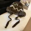 Sombrero de Pescador de Lana con Cordones Pequeños para Mostrar la Cara, con Protección para las Orejas de Piel de Conejo Tejida para Viajes en el Oeste de Sichuan, Cálida Protección para las Orejas, para Mujeres en Otoño e Invierno