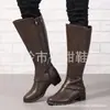 2024 novo comércio exterior botas femininas plus size WISH Amazon Botas de couro com zíper duplo feminino europeu e americano
