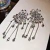 Chuva de Meteoros~Brilhante Cristal Fogos de Artifício Flor Franja Brincos Estilo Europeu e Americano Brincos de Luxo Leve Brincos de Alta Qualidade
