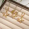 Collar Colgante Estrella de Mar con Concha de Perla de Acero Inoxidable Europeo y Americano Pendientes para Mujer Hebilla de Oreja Cadena para Clavícula Estilo Playa