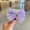 Joyería de Corea del Sur tela seersucker Pinza para el pelo con lazo de perlas Pinza para el pelo DIY para niños Banda para el pelo Tocado Accesorios de decoración para zapatos y sombreros
