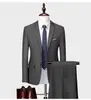 Transfronteiriço 2024 Novo Terno de Botão Duplo Estilo Coreano Masculino Slim Casamento Noivo Terno Casual Conjunto Masculino de Duas Peças
