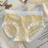 Calcinhas de renda sem costura, leves e com estampa floral doce, de cintura média para mulheres, confortáveis, amigáveis à pele, respiráveis e com formato triângulo sem costura