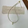 Collar de Perlas de Imitación Shijia de Lujo Ligero Nicho de Lujo Ligero Cadena Xiaomi de Gama Alta Moda Elegante Simple Colgante de Diamante Destellante