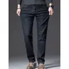 Jeans para Hombre Otoño Nuevo Estilo Lana Sueltos Pierna Recta Talla Grande Pantalones para Hombre de Mediana Edad Elásticos Casuales Largos