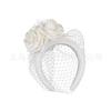 Nova Cor Dopamina Espessa Chapéu de Aba Larga Flor Vermelha Chapéu de Casamento Rede Xadrez Rede Faixa de Cabelo