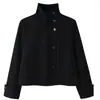 Ropa Europea y Americana Transfronteriza para Mujer AliExpress Venta Caliente Moda Francesa Casual Chaqueta Corta con Cuello Alto Blanco Rojo Vino