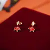 Brincos Originais Ganjia S999 Prata para Pé Peixe Carpa Pousando Anti-Parafuso Ano do Rato Hongyun Brincos Requintados