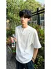 Fabricante Original Verão Masculino Manga Curta Gola V Estilo Coreano Tendência Cor Sólida Roupa Masculina Camisa Básica Preta e Branca