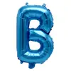 Balão pequeno de letra azul A-Z de filme de alumínio de 16 polegadas Balão de letra americana de folha de alumínio de 16 polegadas Decoração de festa de aniversário