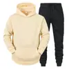 Sudadera unisex para pareja europea y americana 2023, color liso, conjunto de sudadera con capucha de forro polar para otoño e invierno