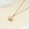 Collar de Acero Inoxidable con Mariposa de Esmalte 2026, Popular en Comercio Electrónico Transfronterizo, Accesorio Colgante Estilo Ins para Regalo de Chica