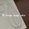 Collar de Plata Brillante S925 de Plata de Ley Estilo Ins Coreano de Nicho de Gama Alta con Cuentas Dobles Envolvente con un Ambiente Elegante y Grácil