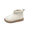 2026 Novas Botas Curtas Casuais com Padrão de Diamante para Crianças Inverno Com Pelúcia Extra Quentura Botas de Couro para Meninos e Meninas Solado Macio Antiderrapante Botas de Algodão