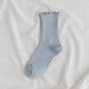 Calcetines de tubo medio para niños, otoño e invierno, de color liso, estilo japonés, dulces, combinables, de encaje, de color liso, sueltos.