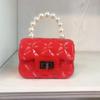 Bolsa Mini de Gelatina de PVC Acolchada con Cadena para Primavera y Verano 2024, Bolso de Mano Pequeño Fragante con Perlas, Mini Bolso de Hombro Pequeño para Niños