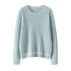 Nuevo Suéter de Cachemira para Otoño e Invierno para Mujer Cuello Redondo Color Contrastante Tejido Trenzado Suéter Elegante que Adelgaza Ajuste Holgado Suéter de Lana para Abrigo
