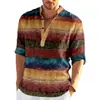 Camisa a cuadros de manga larga para hombre transfronteriza elegante con estampado 3D, suéter casual de moda con cuello mao, nueva camisa de primavera y otoño