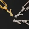 Nova Moda 2025 Europeia e Americana Transfronteiriça Hip-Hop Cravejado com Diamantes Pingente de Colar com Letra Capital Y Colar Cubano Masculino
