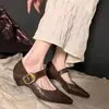 Zapatos de Hada Retro de Tacón Bajo y Punta Fina 2026 Nuevos para Otoño e Invierno Resistentes al Desgaste que Aumentan la Altura Zapatos Mary Jane Franceses