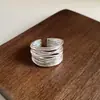 Anillo de Plata de Ley S925 Estilo Simple para Mujer, No se Desvanece, Lujo Accesible, Versátil, de Nicho, Gama Alta, Joyería de Mano Nueva Abierta