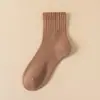 Meias de Terry Espessadas para Mulheres, Meias de Cano Médio para Outono e Inverno, Cor Sólida, Forradas com Lã, Meias Largas Espessas, Meias Quentes de Toalha, Meias Longas Femininas